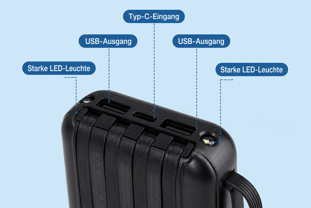 Powerbank 30.000 mAh  4-in-1 Ladegerät